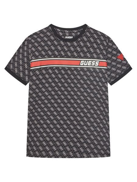 Guess T-Shirt L4YI47 J1314 Czarny Regular Fit. Czarne t-shirty chłopięce Guess, z aplikacjami, z bawełny, bez ramiączek. Za 89.99 zł.