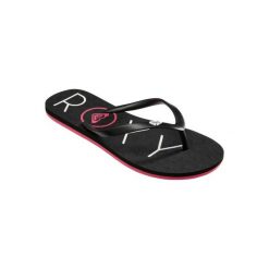 Japonki SEA damskie. Czarne klapki damskie Roxy, bez wzorów, z gumy, bez obcasa. Za 39.99 zł.