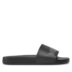 Klapki LOVE MOSCHINO. Czarne klapki damskie Love Moschino, bez wzorów, bez obcasa. Za 319.99 zł.