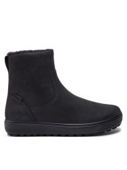 ECCO Botki Soft 7 Tred W 45075302001 Czarny. Czarne botki damskie ECCO, z nubiku, bez obcasa, na płaskiej podeszwie, bez zapięcia. Za 719.99 zł.