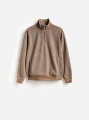 Bluza ze stójką - brązowy. Brązowe bluzy bez kaptura męskie Reserved, l, z dzianiny. Za 139.99 zł.