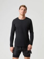 Bjorn_borg BORG RUNNING FEATHER LONG SLEEVE T-SHIRT - BLACK BEAUTY. Czarne t-shirty męskie Björn Borg, m, bez wzorów, bez kołnierzyka. Za 309.00 zł.