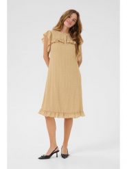 CULTURE Sukienka w kolorze beżowym rozmiar: XL. Brązowe sukienki damskie Culture, na co dzień, xl, bez wzorów, bez kołnierzyka, bez ramiączek, midi, proste. Za 173.99 zł.