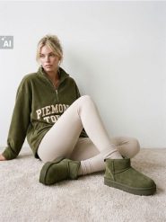 Śniegowce na platformie z imitacji zamszu - zielony. Zielone śniegowce damskie Sinsay. Za 59.99 zł.