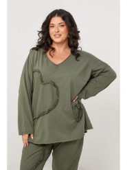 Curvy Lady Koszulka w kolorze khaki rozmiar: 40/42. Brązowe bluzki damskie Curvy Lady, z aplikacjami, bez kołnierzyka. Za 139.54 zł.