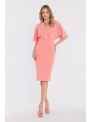 Stylove Sukienka w kolorze łososiowym rozmiar: XL. Pomarańczowe sukienki damskie Stylove, na co dzień, xl, bez wzorów, bez kołnierzyka, bez ramiączek, midi, proste. Za 234.99 zł.