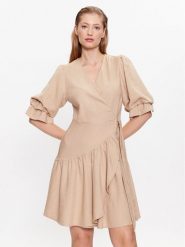 YAS Sukienka 26029985 Brązowy Regular Fit. Brązowe sukienki damskie YAS, na co dzień, xs, bez wzorów, ze lnu, bez kołnierzyka, bez ramiączek, proste. Za 249.99 zł.