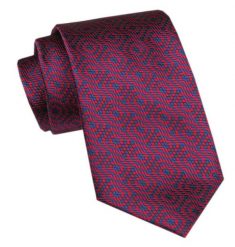Elegancki Krawat Męski Angelo di Monti - Czerwień z Niebieskim, Geometria. Czerwone krawaty i muchy męskie Angelo di Monti, bez wzorów, z tkaniny, eleganckie. Za 45.00 zł.