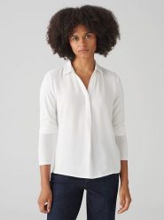 OPUS Bluzka w kolorze białym rozmiar: 44. Białe bluzki damskie Opus, bez wzorów, bez kołnierzyka, bez ramiączek. Za 121.99 zł.