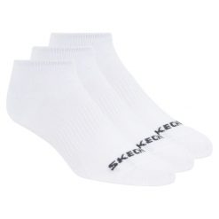 Skarpetki sportowe dla dorosłych 3pk Unisex Non Terry No Show. Białe skarpetki damskie Skechers, bez wzorów, z bawełny. Za 39.99 zł.