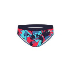 Slipki pływackie Dino dla maluchów. Czerwone kąpielówki męskie NABAIJI, bez wzorów, z elastanu, do pływania. Za 19.99 zł.