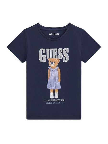 Guess T-Shirt J6GI04 K6YW4 Granatowy Regular Fit. Niebieskie koszulki dziewczęce Guess, z aplikacjami, z bawełny, bez ramiączek. Za 119.99 zł.