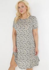 Biało-Czarna Trapezowa Sukienka Mini w Kwiatowy Wzór Aganis. Białe sukienki damskie Born2be, l, z aplikacjami, z materiału, bez kołnierzyka, bez ramiączek, mini, rozkloszowane. W wyprzedaży za 55.99 zł.