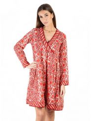 Isla Bonita by SIGRIS Sukienka w kolorze czerwonym rozmiar: XL. Czerwone sukienki damskie Isla Bonita by SIGRIS, na co dzień, xl, bez wzorów, z bawełny, bez kołnierzyka, bez ramiączek, midi, kopertowe. Za 135.81 zł.