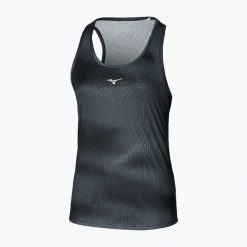 Koszulka do biegania damska Mizuno Core Graphic Tank. Czarne topy sportowe damskie Mizuno, l, bez wzorów, z materiału, bez ramiączek. Za 73.99 zł.