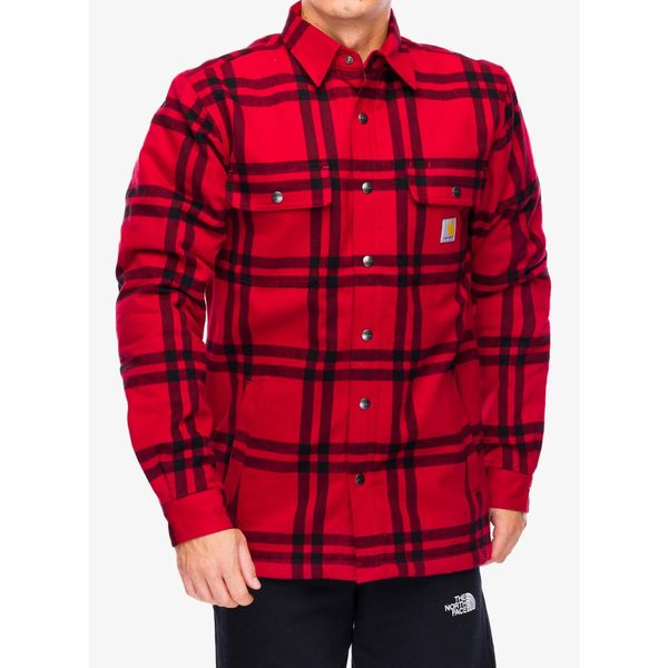 Koszula turystyczna męska Carhartt Roane Hooded Shirt Jac. Czerwone koszule męskie Carhartt, m, bez wzorów, bez kołnierzyka, bez ramiączek. Za 492.99 zł.