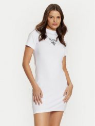 Guess Sukienka codzienna V4YK02 KCDH1 Biały Slim Fit. Białe sukienki damskie Guess, na co dzień, s, z aplikacjami, z bawełny, bez kołnierzyka, bez ramiączek, proste. Za 189.99 zł.