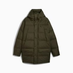 Kurtka z kapturem męska Puma PROTECTIVE DOWN PARKA zielona 62646670 r L. Zielone kurtki męskie Puma, l, bez wzorów, z materiału, z kapturem. Za 546.34 zł.