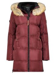Geographical Norway Płaszcz pikowany "Beautiful" w kolorze bordowym rozmiar: S. Czerwone płaszcze damskie Geographical Norway, s, z aplikacjami. Za 272.31 zł.