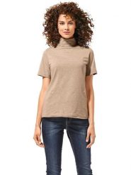 Heine Koszulka w kolorze beżowym rozmiar: 50. Brązowe bluzki damskie Heine, bez wzorów, z bawełny, bez kołnierzyka. Za 69.99 zł.