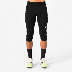 Spodenki bramkarskie z ochraniaczami do piłki nożnej Kipsta F500. Czarne szorty damskie KIPSTA, bez wzorów, z elastanu, sportowe. Za 119.99 zł.