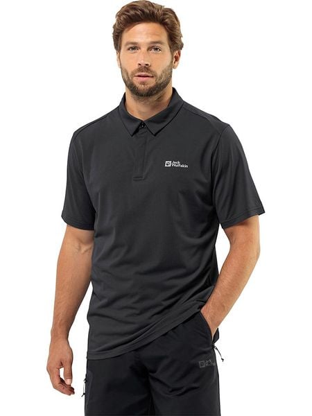 Jack Wolfskin Koszulka polo "Delgami" w kolorze czarnym rozmiar: M. Czarne koszulki polo męskie Jack Wolfskin, m, bez wzorów, z materiału, bez ramiączek. Za 135.49 zł.