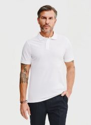 PAKO LORENTE – Gładki t-shirt polo w białym kolorze. Białe koszulki polo męskie Pako Lorente, m, bez wzorów, z bawełny, bez ramiączek. Za 99.99 zł.