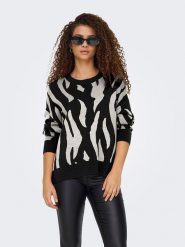 ONLY Sweter w kolorze czarno-szarym rozmiar: L. Czarne swetry klasyczne damskie Only, l, bez kołnierzyka. Za 96.60 zł.