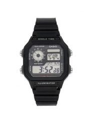 Casio Zegarek AE-1200WH-1AVEF Czarny. Czarne, cyfrowe zegarki męskie Casio. Za 179.99 zł.