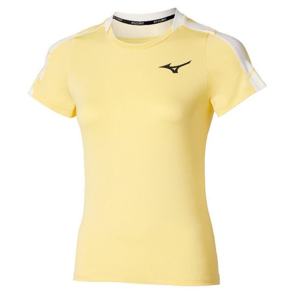 Biustonosz z wkładkami dla kobiet Mizuno. Żółte biustonosze sportowe damskie Mizuno, bez wzorów, z materiału. Za 119.00 zł.