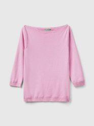 Benetton Sweter w kolorze jasnoróżowym rozmiar: M. Różowe swetry klasyczne damskie Benetton, m, z bawełny, bez kołnierzyka. Za 100.99 zł.
