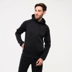 Bluza z kapturem męska Puma Active Gym & Pilates. Czarne bluzy sportowe męskie Puma, bez wzorów, z bawełny, sportowe, bez kołnierzyka, bez ramiączek. Za 199.99 zł.
