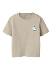 NAME IT T-Shirt Fredery 13238143 Beżowy Regular Fit. Brązowe t-shirty chłopięce Name it, bez wzorów, z bawełny, bez ramiączek. Za 49.99 zł.