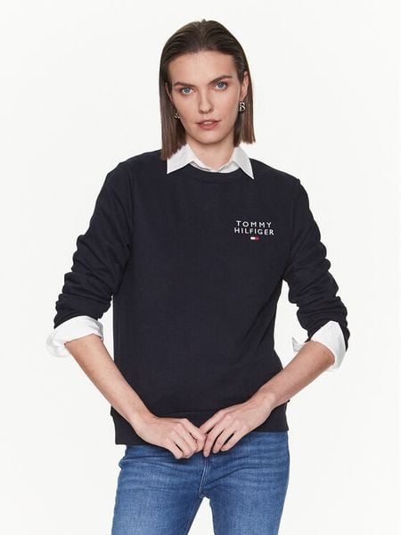 Tommy Hilfiger Bluza UW0UW04521 Granatowy Regular Fit. Niebieskie bluzy bez kaptura damskie Tommy Hilfiger, l, z syntetyku. Za 239.99 zł.