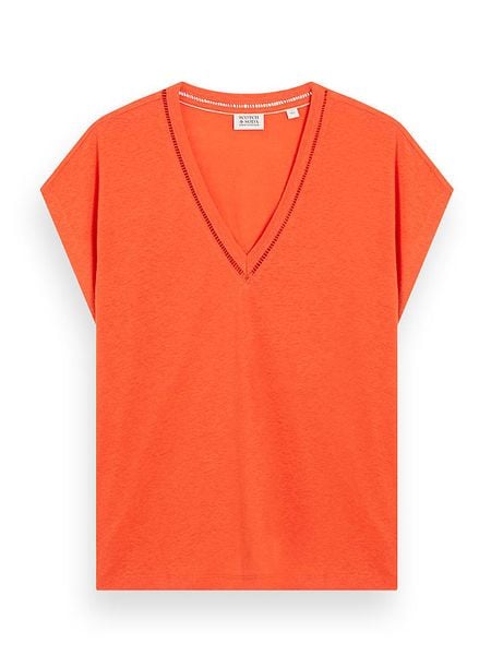 Scotch & Soda Koszulka w kolorze pomarańczowym rozmiar: S. Pomarańczowe bluzki damskie Scotch & Soda, s, bez wzorów, bez kołnierzyka, bez ramiączek. Za 83.22 zł.