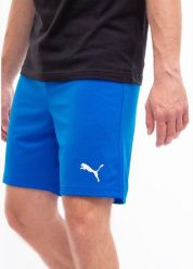 Spodenki Puma teamRISE niebieskie. Białe szorty męskie Puma, z materiału, bez kołnierzyka. Za 55.09 zł.
