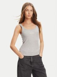 Guess Jeans Top W5YP35 KA0H1 Szary Regular Fit. Szare topy damskie Guess Jeans, xxl, z aplikacjami, z bawełny, bez kołnierzyka. Za 109.99 zł.