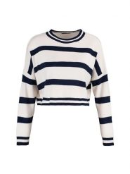 Trendyol Sweter w kolorze biało-granatowym rozmiar: S. Białe swetry klasyczne damskie Trendyol, s, bez kołnierzyka. Za 73.99 zł.