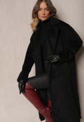 Czarny Klasyczny Płaszcz o Dwurzędowym Kroju z Kieszeniami Malwilina. Czarne płaszcze damskie Renee, l, z aplikacjami, z jeansu, eleganckie. Za 129.99 zł.