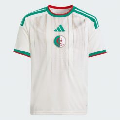 Dziecięca koszulka domowa Algieria 26. Białe bluzki sportowe damskie Adidas, z materiału, bez kołnierzyka, bez ramiączek. Za 329.00 zł.