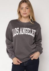 Szara Bluza z Bawełną i Napisem Fezorla. Szare bluzy bez kaptura damskie Born2be, l, z bawełny. Za 69.99 zł.