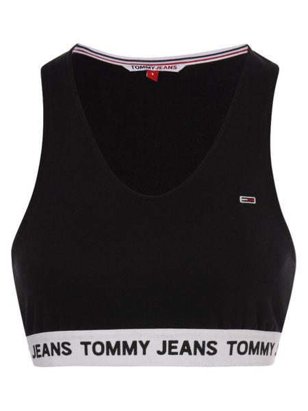 Tommy Jeans Top Kobiety Bawełna czarny, XS. Czarne topy sportowe damskie Tommy Jeans, xs, bez wzorów, z bawełny, bez ramiączek. Za 179.95 zł.
