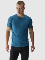4F Koszulka treningowa regular szybkoschnąca męska - turkusowa XXL. Niebieskie t-shirty sportowe męskie 4f, m, z dzianiny, bez ramiączek, na fitness i siłownię. W wyprzedaży za 79.99 zł.