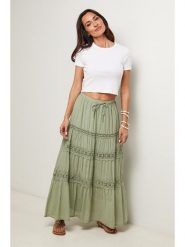 Le Monde du Lin Spódnica w kolorze oliwkowym rozmiar: 36/38. Brązowe spódniczki damskie Le Monde du Lin, bez wzorów, z bawełny, maxi. Za 130.99 zł.
