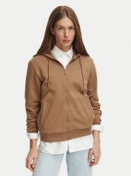 Lacoste Bluza SF5256 Brązowy jasny Regular Fit. Brązowe bluzy bez kaptura damskie Lacoste, z bawełny. Za 639.99 zł.