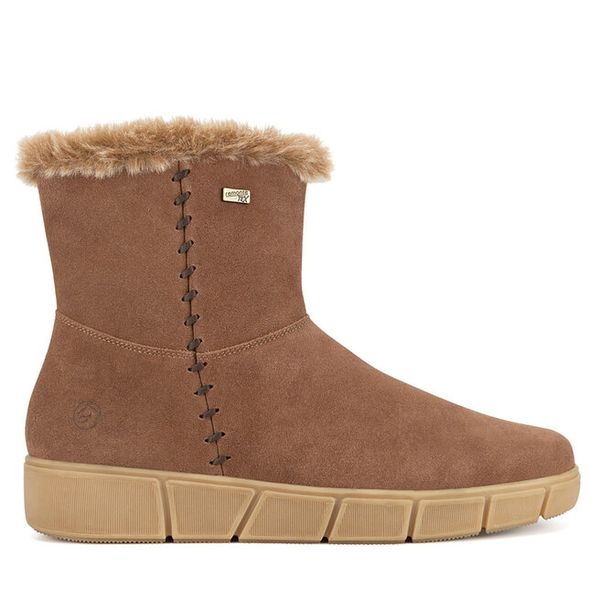 Botki Remonte. Brązowe botki damskie Remonte, bez obcasa, na płaskiej podeszwie, bez zapięcia. Za 293.99 zł.