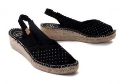 TONI PONS Bernia-ST black, sandały/espadryle damskie. Czarne sandały damskie Toni Pons, bez wzorów, bez obcasa, na koturnie. Za 179.95 zł.