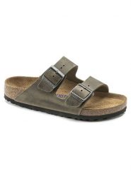Birkenstock Skórzane klapki "Arizona" w kolorze khaki rozmiar: 46. Brązowe klapki damskie Birkenstock, bez wzorów, bez obcasa. Za 464.46 zł.