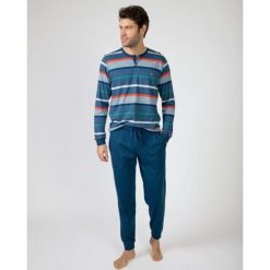 Piżama męska rozm. M P751305 Navy Blue. Niebieskie piżamy męskie Massana Homewear, m, bez wzorów, z bawełny, bez ramiączek. Za 310.00 zł.