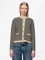 Pieces Kardigan "Nisa" w kolorze czarno-beżowym rozmiar: XS. Brązowe kardigany damskie Pieces, xs, bez wzorów. Za 60.88 zł.